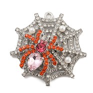 Alloy with Glass Rhinestone Pendants, Halloween Theme, Spider, 41.5x40.5x9.5mm, Hole: 2mm(FIND-B033-01E-P)