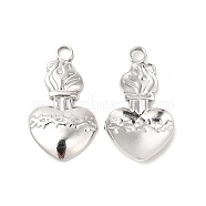 Non-Tarnish 304 Stainless Steel Pendants, Heart Charms, Stainless Steel Color, 27x15.5x3mm, Hole: 3mm(STAS-L268-023P)