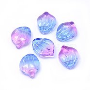 Glass Charms, Petal/Shell, Colorful, 15x12x4mm, Hole: 1mm(X-GLAA-H016-01A-10)