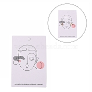 Cardboard Jewelry Display Cards, for Hanging Earring Display, Rectangle, Women Pattern, Pink, 9x6x0.05cm, Hole: 2~5mm(CDIS-H002-01A-03)