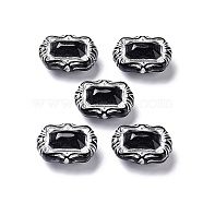 Opaque Acrylic Beads, Metal Enlaced, Rectangle, Black, 18x13.5x8.5mm, Hole: 1.8mm(X-OACR-G016-17)