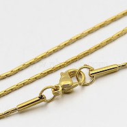304 Stainless Steel Boston Chain Necklaces, with Lobster Claw Clasps, Golden, 18.1 inch(46cm), 1mm(X-STAS-O053-16G)