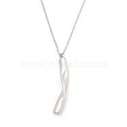 304 Stainless Steel Twist Stick Pendant Cable Chain Necklaces, Stainless Steel Color, 15.75 inch(40cm)(NJEW-H044-08P)