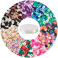 DIY Heishi Bead Stretch Bracelets Making Kits, Including Handmade Polymer Clay Heishi Beads and Elastic Crystal Thread, Mixed Color, Beads: 6x0.5~1mm, Hole: 1.8mm, about 314~447pcs/color, 11 colors, 3454~4917pcs/set(DIY-TA0003-22)