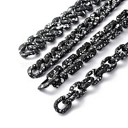 Spray Painted CCB Plastic Curb Chains & Cable Chains, Mix-shaped, Black, 25.5~32x18~30x6~7mm, 39.37 inch(1m)/strand, 4 strands/set(AJEW-JB01046)