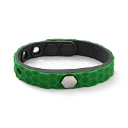 Flat Silicone Cord Bracelets, Hexagon Beads Adjustable Bracelet for Men Women, Lime Green, 9.92 inch(25.2cm)(BJEW-F421-01J)