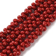 Dyed Synthetic Coral Beads Strands, Bone Shape, FireBrick, 8x4mm, Hole: 0.8mm, about 136pcs/strand, 15.75''(40cm)(CORA-P010-04B)