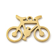 201 Stainless Steel Pendants, Laser Cut, Golden, Bicycle, 11x17x1mm, Hole: 1.2mm, 5pcs/bag(STAS-H188-03G-G)
