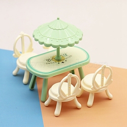 Plastic Miniature Ornaments, Micro Landscape Dollhouse Accessories, Sunshade & Dining Table, Light Green, 42~97x39~68x68~122mm, 5pcs/set(PW-WG83FA6-01)