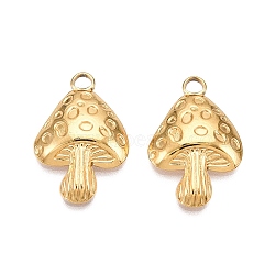 Ion Plating(IP) 304 Stainless Steel Pendants, Mushroom Charm, Real 18K Gold Plated, 23.5x15.5x4mm, Hole: 1.8mm(STAS-N098-139LG)