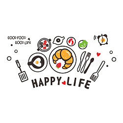 3D Catering Theme Acrylic Self-adhesion Mirror Wall Stickers, with Word HAPPY LIFE & GOOD FOOD COOD LIFE, for Home Wall Decorations, Red, 60~425x58~824x0.8mm, 8pcs/set(EL-TAC0001-12)