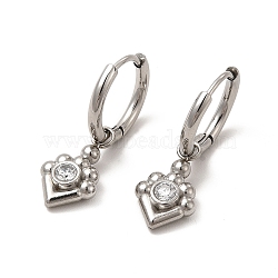 Crystal Rhinestone Rhombus Dangle Stud Earrings, 304 Stainless Steel Jewelry for Women, Stainless Steel Color, 26mm, Pin: 0.9mm(EJEW-P219-22P)