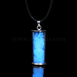 Glass Wishing Bottle with Synthetic Luminaries Stone Pendant Necklace, Glow In The Dark Drifting Bottle Necklace for Women, Cornflower Blue, 17.32 inch(44cm)(LUMI-PW0001-054-A)