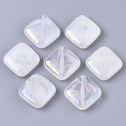 Transparent Acrylic Beads, AB Color Plated, Imitation Gemstone Style, Rhombus, Clear AB, 23.5x23.5x7mm, Hole: 1.2mm(PACR-R246-067)