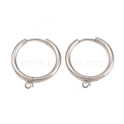 316 Stainless Steel Huggie Hoop Earring Findings, with Loop, Long-Lasting Plated, Stainless Steel Color, 23x2.5mm, Hole: 2.5mm, Pin: 1mm(EJEW-B158-01F-P)