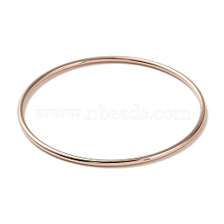 Ion Plating(IP) 304 Stainless Steel Simple Plain Bangle for Women, Rose Gold, Inner Diameter: 2-3/8 inch(6cm)(BJEW-F461-01A-RG)