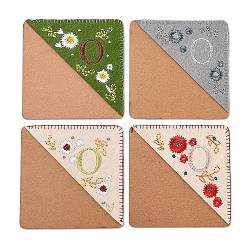 4Pcs Letter Personalized Hand Embroidered Corner Bookmarks, Four Season Flower Embroidered Bookmarker for Books Reading Gift, Letter.O, 95x95mm(JX587O)