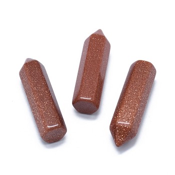 Synthetic Goldstone Pointed Beads, No Hole/Undrilled, For Wire Wrapped Pendant Making, Bullet, 36.5~40x10~11mm