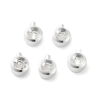 Brass Crimp Beads, Column, 925 Sterling Silver Plated, 4x3x2mm, Hole: 0.9mm
