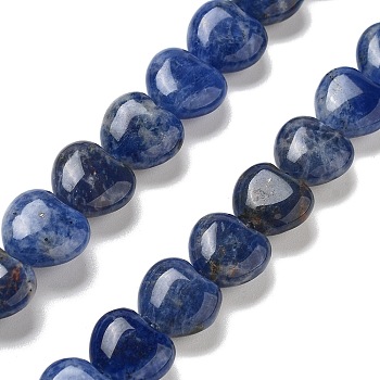 Natural Sodalite Beads Strands, Heart, 10x10x5.5mm, Hole: 1.2mm, about 40pcs/strand, 14.37 inch(36.5cm)