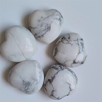 Natural Howlite Display Decorations, Home Decoration Supplies, Heart, 25x25x10mm
