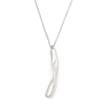 304 Stainless Steel Twist Stick Pendant Cable Chain Necklaces, Stainless Steel Color, 15.75 inch(40cm)