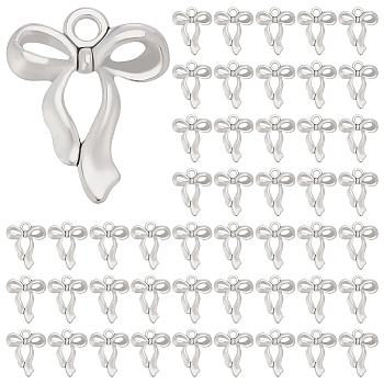 100Pcs Tibetan Style Alloy Pendants, Bowknot Charms, Antique Silver, 22x17.5x4mm, Hole: 2.5mm