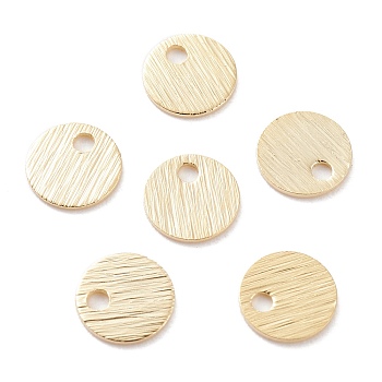 Brass Charms, Flat Round, Real 24K Gold Plated, 6x0.5mm, Hole: 1.2mm