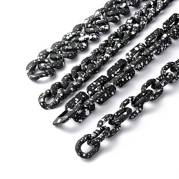 Spray Painted CCB Plastic Curb Chains & Cable Chains, Mix-shaped, Black, 25.5~32x18~30x6~7mm, 39.37 inch(1m)/strand, 4 strands/set
