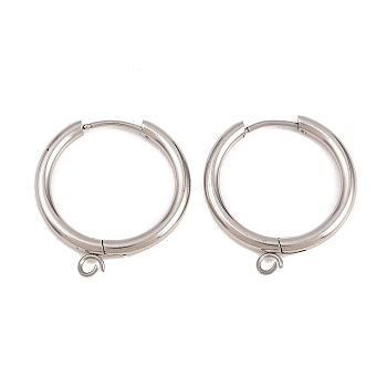 316 Stainless Steel Huggie Hoop Earring Findings, with Loop, Long-Lasting Plated, Stainless Steel Color, 23x2.5mm, Hole: 2.5mm, Pin: 1mm