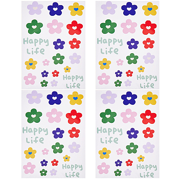 PVC Self Adhesive Flower Car Sticker, Waterproof Floral Decals for Car Decoration, Colorful, 306x206x0.3mm, Sticker: 20~50x23~83mm