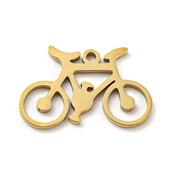 201 Stainless Steel Pendants, Laser Cut, Golden, Bicycle, 11x17x1mm, Hole: 1.2mm, 5pcs/bag