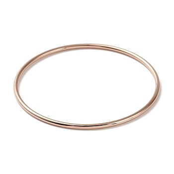 Ion Plating(IP) 304 Stainless Steel Simple Plain Bangle for Women, Rose Gold, Inner Diameter: 2-3/8 inch(6cm)