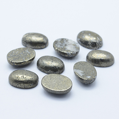 楕円形の天然黄鉄鉱カボション(G-I125-10-18x13mm)-2