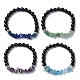 4Pcs 4 Style Natural Mixed Gemstone & Glass Evil Eye Beaded Stretch Bracelets Set(BJEW-TA00450)-1