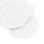 Glass Seed Beads, Imitation Cat Eye Beads, Rondelle, Clear, 4~4.5x2.5~3mm, Hole: 1.2~1.5mm, about 908pcs/50g(X-SEED-N007-27G)