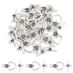 Alloy Toggle Clasps, Cadmium Free & Nickel Free & Lead Free, Heart, Antique Silver, Heart: 20&times;13&times;3.5mm, Hole: 2mm, Bar: 16.5&times;7.5&times;4mm, hole: 2mm(TIBEB-YW0002-03)