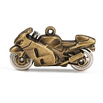 Tibetan Style Alloy Big Pendants, Motorbike Charms, Antique Bronze, 26.5x50x17mm, Hole: 3mm(AL-CBA2376-23AB)