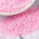 MIYUKI Round Rocailles Beads, Japanese Seed Beads, (RR207) Pink Lined Crystal, 15/0, 1.5mm, Hole: 0.7mm, about 27777pcs/50g(SEED-X0056-RR0207)