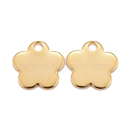 201 Stainless Steel Pendants, Flower, Real 24k Gold Plated, 11.5x12x0.8mm, Hole: 1.8mm(STAS-K217-19B-G)