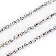 Ion Plating(IP) 304 Stainless Steel Cable Chains, Soldered, with Spool, Oval, Rainbow Color, 1.5mm, about 32.8 Feet(10m)/roll(CHS-L021-009B)