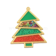 Christmas Theme Opaque Printed Acrylic Big Pendants, Christmas Tree, Green, 52.5x44.5x1.6mm, Hole: 4mm(SACR-S034-14C)