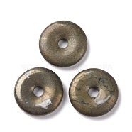 Natural Pyrite Pendants, Large Hole Pendants, Donut/Pi Disc Charm, 25x5mm, Hole: 5mm(G-P469-16)