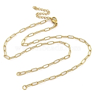 304 Stainless Steel Paperclip Chains Necklace Makings, with Lobster Claw Clasps and End Chains, Golden, 15.43 inch(39.2cm), Hole: 2.1mm(AJEW-P119-05G)