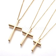 304 Stainless Steel Pendant Necklaces, Cross, Golden, 17.71 inch~20.47 inch(45~52cm)(STAS-I099-16-G)