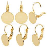 30Pcs 304 Stainless Steel Leverback Earring Findings, with Flat Round Setting for Cabochon, Real 18K Gold Plated, 22x12x11.5mm, Pin: 0.8mm, Tray: 12mm(KK-BBC0008-16)