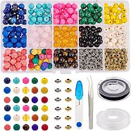 DIY Stretch Bracelets Making Kits, include Gemstone & Glass Beads, Alloy Spacer Beads, Flat Elastic Crystal String, Iron Scissors and 304 Stainless Steel Tweezers, Mixed Color(DIY-NB0004-46)