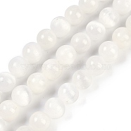 Natural Selenite Beads Strands, Round, Grade AB, White, 8mm, Hole: 1.2mm, about 46pcs/strand, 14.76''(37.5cm)(G-G167-A02-01)