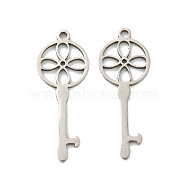 316L Surgical Stainless Steel Pendants, Laser Cut, Key Charm, Stainless Steel Color, 24x9x1mm, Hole: 1.3mm(STAS-K280-12P)