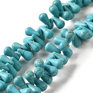 Synthetic Turquoise Dyed Beads Strands, Top Drilled, Teardrop, Turquoise, 11.5x6mm, Hole: 1mm, about 127pcs/strand, 14.37''(36.5cm)(G-E594-08)